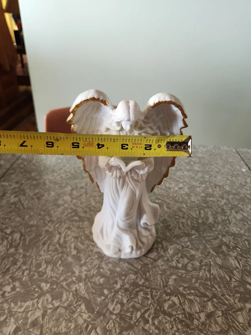 Source Unknown White and Gold Angel Figurine